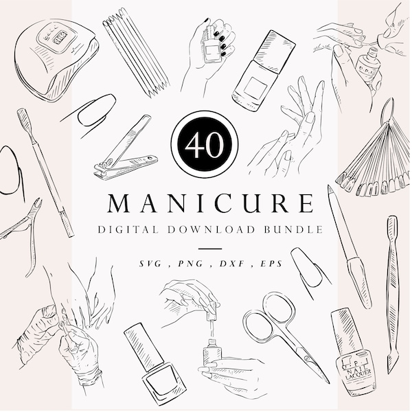 Manicure Clipart, Nail Salon png svg, Nail Tech Logo, Instant Digital Download, Nail Polish eps, Gel Nail Polish, Salon Brochure, DIY Sign