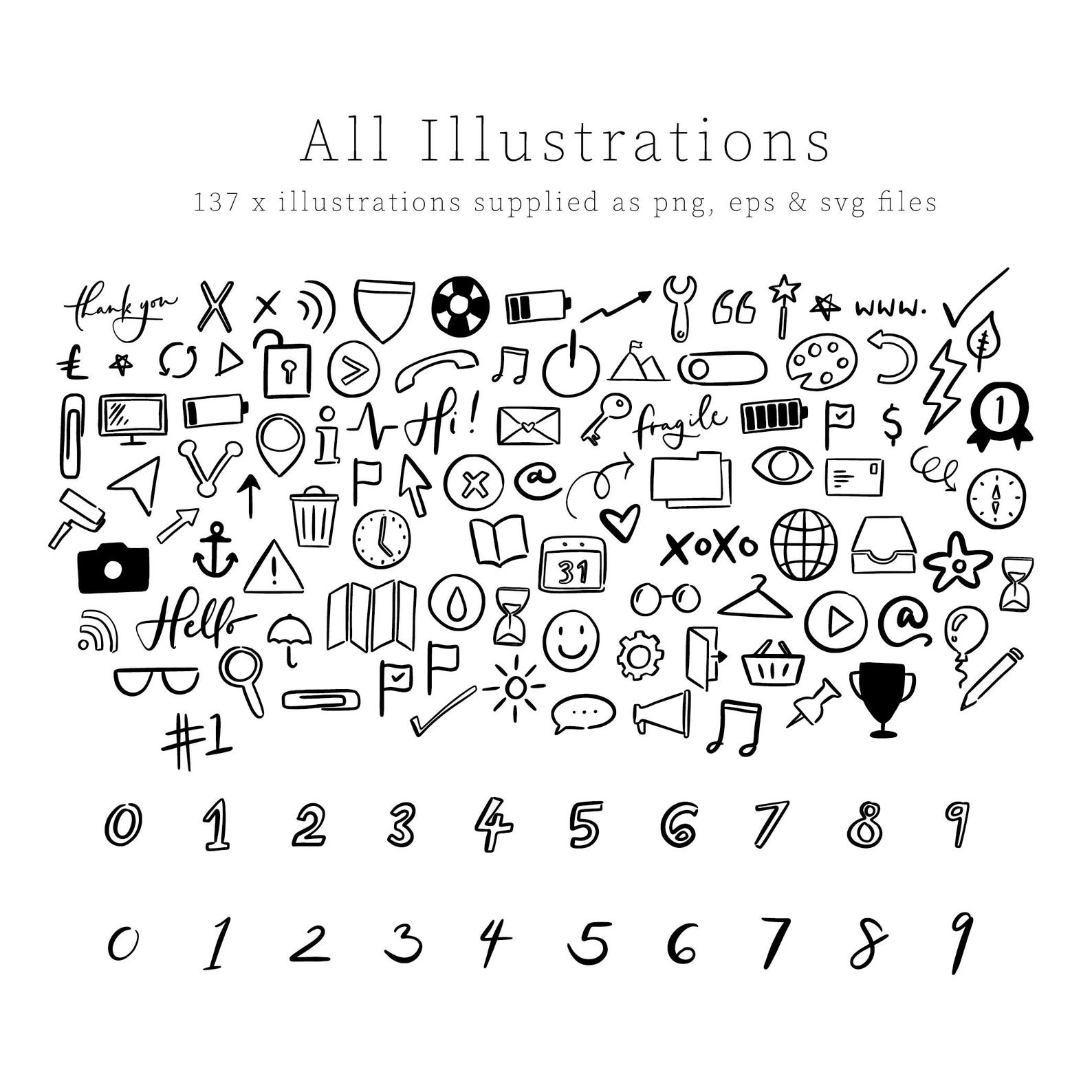 Handrawn Web Icon Hand Drawn Website Icons, Digital Download Symbols, Png, Svg & Eps ...