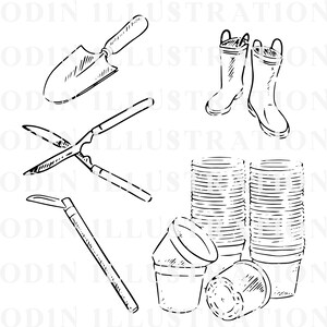 Trädgårdsclipart, digitala nedladdningar av trädgårdar, Png-, Svg-, Dxf- och Eps-filer med 300 dpi, trädgårdsmästare, omedelbar digital nedladdning, gummistövlar bild 7