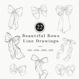 Illustraties zijden strik, digitale download, lijngetekende illustraties, DIY-huwelijksuitnodiging, stof decoratieve strik Instant Download kunst, tekeningen