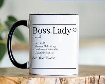 Personalized Boss Lady Definition Mug, Boss Lady Gift for Boss Female, Custom Entrepreneur Mug, Funny Boss Babe Coffee Mug, Coworker Gift