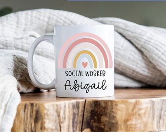 Personalized Social Worker Coffee Mug Gift for Future Social Worker Grad, MSW Coworker Appreciation Gift, Custom School Social Worker Cup