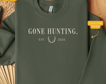 Custom Deer Hunting Wife Sweatshirt, Est Year Sweatshirt Personalized, Abandoned Wives Hunting Club, Hunting Season Minimalist Sweatshirt