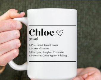 Personalized Name Definition Coffee Mug, Custom Text Mug Coworker Gift, Best Friend Christmas Mug, Sister Brother Gag Gift,Name Meaning Gift