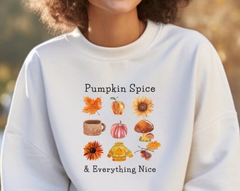 Pumpkin Spice Sweatshirt, Coffee Lover Gift, Fall Sweatshirt, Pumpkins, Cafe Latte Sweatshirt, Fall Coffee Sweatshirt, Everything Nice, Fall
