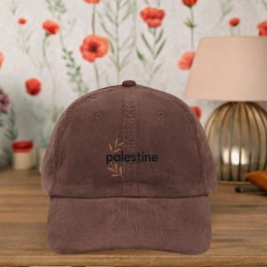 Palestine Flag Hat, Vintage Embroidered Corduroy Adjustable Cap, Palestinian Watermelon, Dad Hat, Ceasefire Now, Gaza, Keffiyeh,Olive Branch
