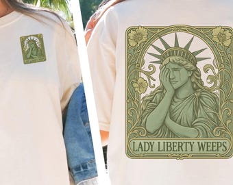 Crying Statue of Liberty Tee, Tarot, Political Statement Shirt, Activism Apparel, Anti-Trump Protest T-Shirt, Patriotic, Activist, No Kings