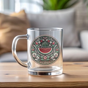 Palestinian Glass Mug, Palestine Gift Ideas, Gift For Palestinian, Palestine فلسطين Not A Watermelon Mug – 11Oz Cup, Palestinian Cup