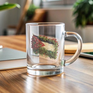 Palestine Tea Cup, Glass Mug, Palestinian Cup, Palestine Gift, Palestinian Flag Cup, Palestine Flag, Palestine Glass Tumbler, Coffee Mug