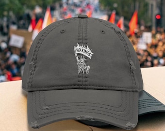 アメリカに王はいない帽子、刺繍入り反ファシズムキャップ、愛国的な抗議帽子、活動家への贈り物、民主主義アパレル、自由の女神像、