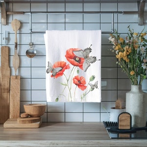 Palestine Kitchen Towel, Free Palestine | Palestinian Towel | Palestinian Poppies | Kuffiyeh Towel, Floral Kitchen Decor, Housewarming Gift