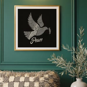 Palästina Kunst Großdruck, Muslimisches Poster, Arabische Dekoration, Einzigartiges Keffiyeh Kunstwerk, Friedenstaube, Freies Palästina, Palästinensische Volkskunst, Eid Geschenk