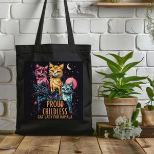 Cat Lady for Kamala Tote Bag Cat Ladies for Kamala Harris Tote Bag Kamala Harris for President 2024 Tote Bag Feminist Childless Cat Lady Bag