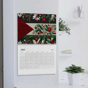 Palestine Wall Calendar, Free Palestine, 2024 Hanging Calendar, Gift For Her, Appointment Wall Planner, Monday Start, Palestinian Flag
