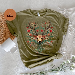 Deer Fall Shirt, Floral Deer T-shirt, Hunter Wife, Hunt Season Shirts, Deer Hunting, Autumn Shirt, Cute Fall Shirt, Christmas, Camping Shirt