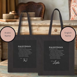 Palestine Tote Bag Black, Save Palestine Canvas Tote Bag, Free Gaza, Human Rights Bag, 10% Profit to Gaza, Free Palestine, Personalizable