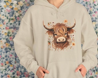 Sudadera con capucha de vaca Highland, sudadera Country Western, camisa de vaca Highland, sudadera de vaca Highland, sudadera con capucha de granja, vacas, regalo amante de los animales de granja