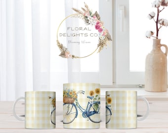 Sunflower Bicycle Coffee Mug: Boho Cottagecore Ceramic Mug