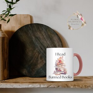 read banned books coffee mug, Librarian Gift, Teacher, Reading Lovers, Social Justice Mug, Literary, Book Lover, Reading Mug, Bookish Mug