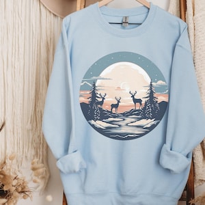 Whitetail Deer Sweatshirt, Hunting Sweater, Hunters Girlfriend Shirt, Deer Wilderness Pullover, Stag Wilderness Sweatshirt, Gift For Her
