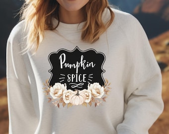 Pumpkin Spice Sweatshirt, Coffee Lover Gift, Fall Sweatshirt, Pumpkins, Cafe Latte Sweatshirt, Fall Coffee Sweatshirt, Spice Jar Label, Fall