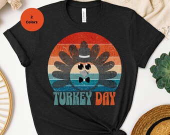 Retro Turkey Day Shirt, Thanksgiving Graphic Tee