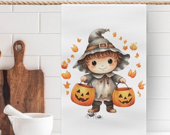Halloween Dress Up Tea Towel | Halloween Gift | Halloween Dish Cloth | Dish Towel | Halloween Kitchen Decor | Fall Kitchen Decor | cute