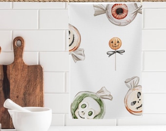 Halloween Candy Tea Towel | Halloween Gift | Halloween Dish Cloth | Dish Towel | Halloween Kitchen Decor | Fall Kitchen Decor | cute