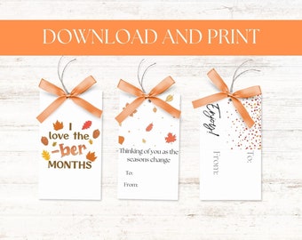 Thanksgiving Gift Tags Afdrukbaar, Herfst, Herfstbladeren, Favor Tags, Hostess Gift, Waardering van het personeel, Warme Wensen, Present Label, wrap