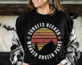 Retro Sunset Chaser T-shirt, Camping Adventure Shirt