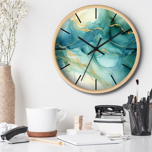 Alcohol Ink Wall Clock, Irish Handmade Wall Clock | Alcohol Ink Painting | Deko Oder Diy | Round clock | Malgrund Zum Gießen Mit Kunstharz