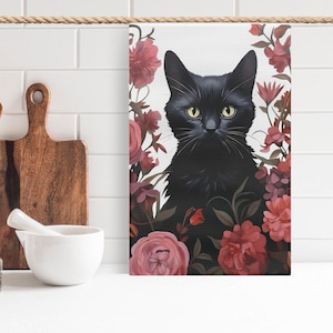 Cat Dish Towel | Farmhouse Decor | Black Cat | Cat Decor | Funny Kitchen Towel | Cat Gift | Cat Mom | Animal Lover | Home Decor
