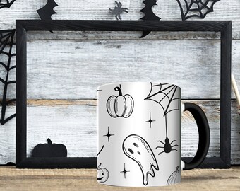 Niedliche Geister Tasse | Spooky Season | Halloween Kaffeetasse | Halloween Shirt | Kürbis Gewürzbecher | Geister Shirt für Katzenliebhaber | Süße Herbst Tassen