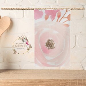 Florales Küchentuch, Aquarell Blumen, rosa Blumen Küchentuch, große Blumen, Muttertag, Grandmillennarium Dekor, Küche, Einweihungsparty