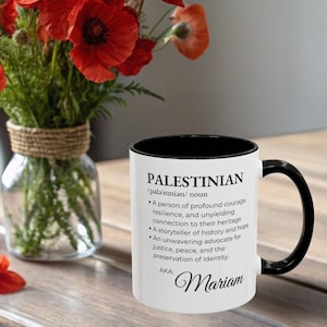 Palestine Coffee Mug, Free Palestine Gift, Palestinian Home Decor, Support Gaza Fundraiser, Palestine Tea Cup, Personalized Name Definition
