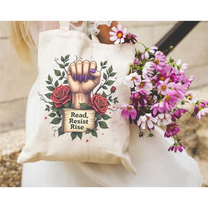 I Read Banned Books Tote Bag, I&#39;m With The Banned, Librarian Tote Bag, Reading Reusable Bag, Resist, Read Books, Librarian Gift, Feminist