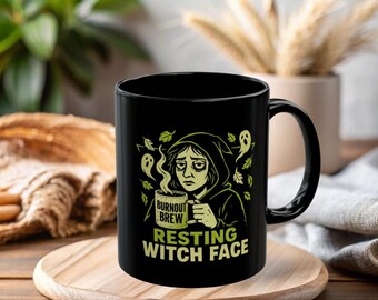Resting Witch Face Coffee Mug: Spooky Season Ceramic Mug