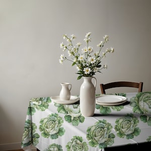 Cabbage Rose Floral Tablecloth: Cottagecore Kitchen Linen (55.1&quot; x 55.1&quot;)