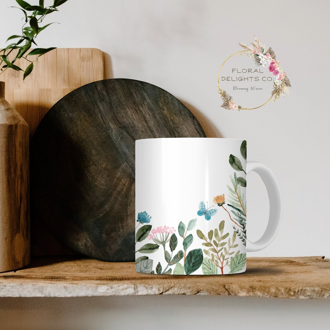 Boho Floral Mug, Gift for Her, Wildflowers Cottagecore Coffee Mug ...