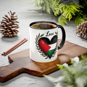 Palestine Coffee Mug, Free Palestine Gift, Support Gaza, I Love Palestine, Ceramic, Palestine Flag, Tea Cup, Middle East, Donate10%  Proceed