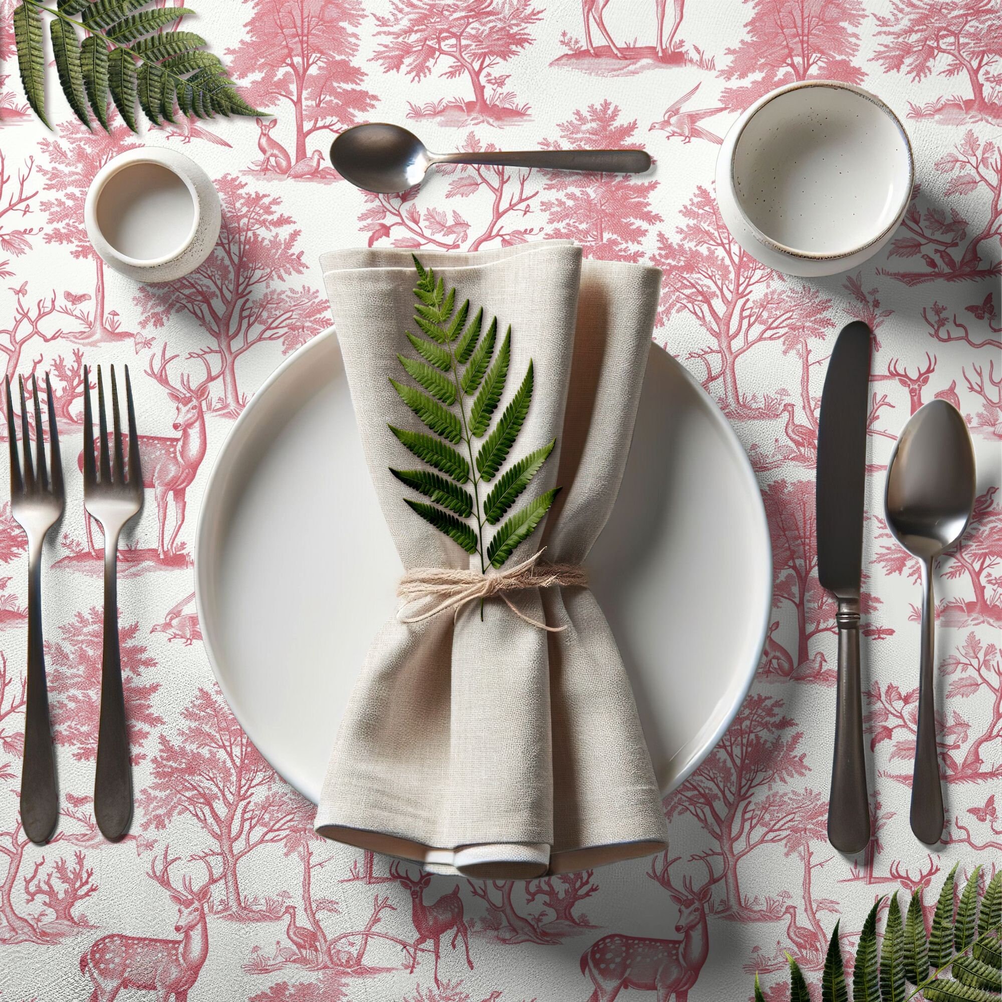 Woodland Animals Tablecloth Woodland Birthday Woodland Toile Tablecloth Pink Toile Wild One Tablecloth Woodland Baby Shower