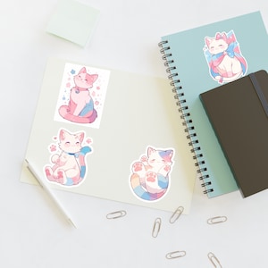 Trans Cat Pride | Transgender Sticker | Trans Support | Queer Cat Art | Lesbian Pride | Lgbtq Sticker | Ace Pride | Gay Pride | Binary Pride