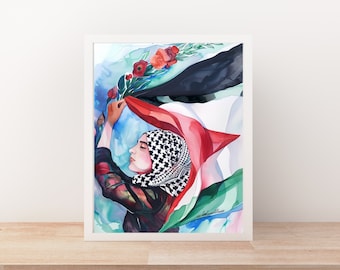 Palestina aquarelkunstdruk: symbool van kracht en hoop