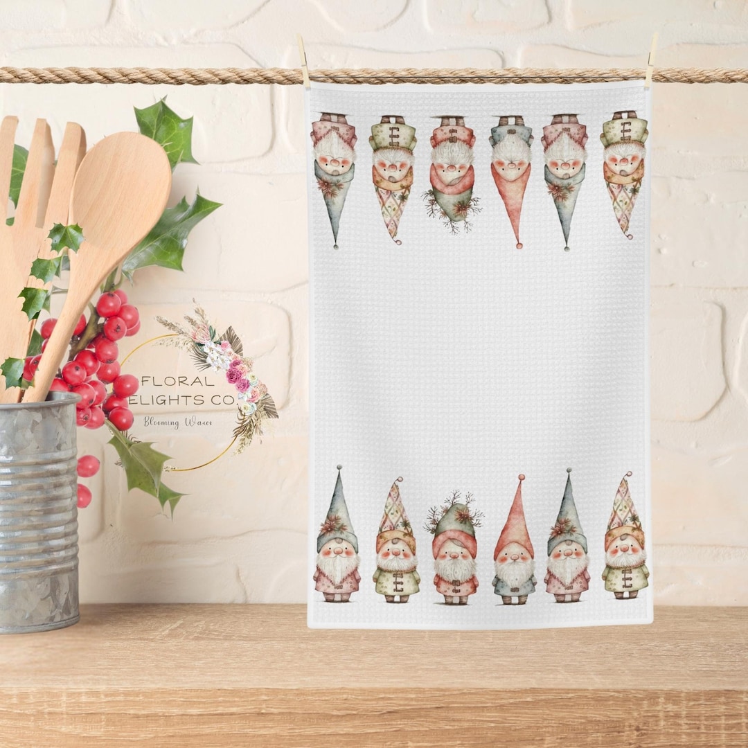Christmas Gnome Kitchen Towel Christmas Decor Gnome Holiday Etsy