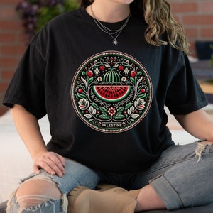 Freies Palästina-Shirt | Pro Palästina T-Shirt | Rotes Dreieck | Unisex-T-Shirt | Ich stehe an der Seite Palästinas | Palästina-Karten-Shirt