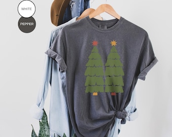 Christmas Tree Shirt For Her, Retro Merry Christmas Shirt, Merry And Bright Trees, Winter Shirt, Cute Christmas Shirt, Holiday Shirt
