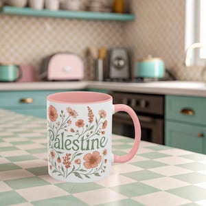 Gaza Palestine Coffee Mug, Free Palestine | Gift For Palestinian| Palestinian Keffiyeh Mug | Political Gifts | I Stand With Palestine,
