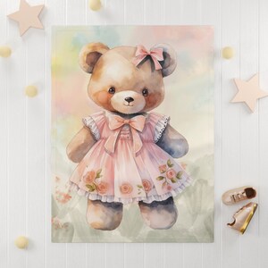 Bear Fleece Baby Blanket: Woodland Nursery Throw (30x40 inches)