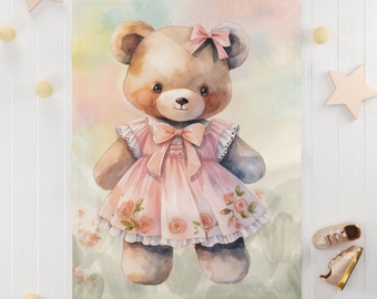 Bear Fleece Baby Blanket: Woodland Nursery Throw (30x40 inches)