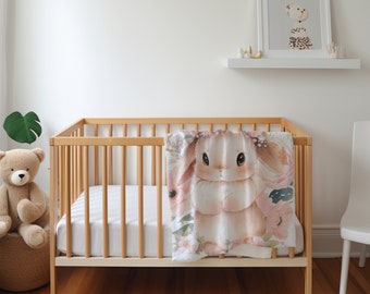 Baby Blanket | Easter Bunny Blanket | Newborn Gifts | Easter Gift | Rabbit Throw | Baby Shower Gift | Fleece Blanket | Woodland Nursery